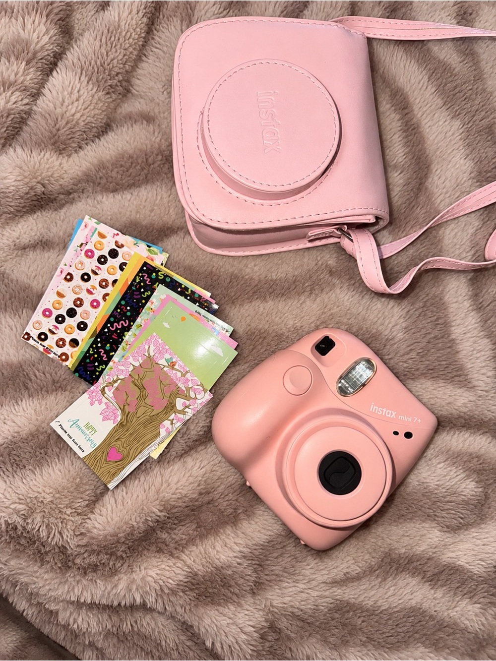 Fujifilm Instax Mini 7+ Instant Camera in Pink with Matching Case